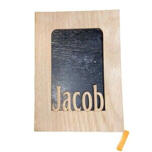 Wood Name Frame Border Carved  “Jacob” w/o frame-5x7 Suitable For 3x5 Picture